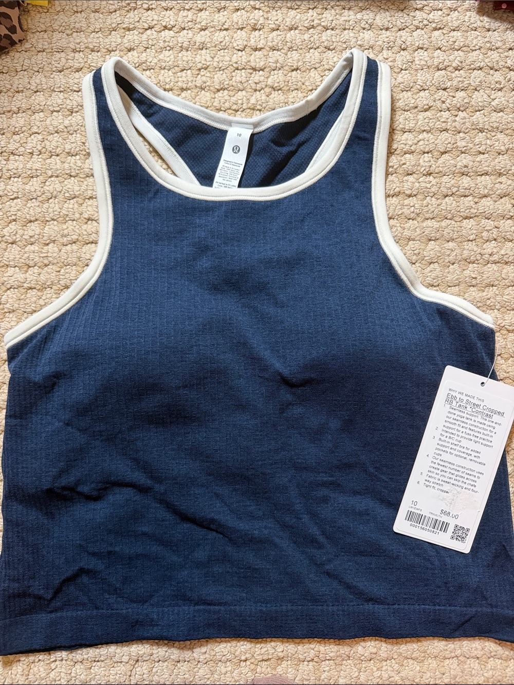 lululemon Ebb to Street Cropped RB Tank - Navy